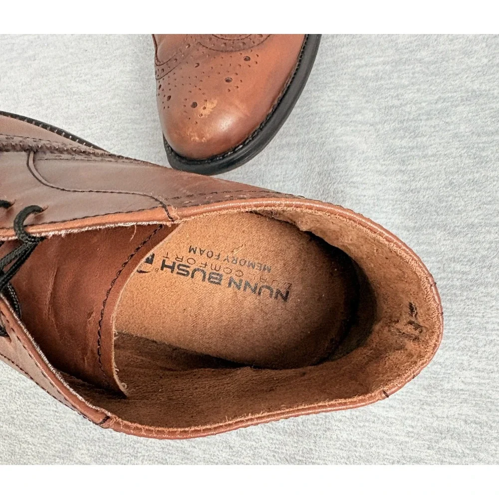 Nunn Bush Mens Tan‎ Leather Wingtip Chukka Boots Memory Foam 9.5M 81464-255